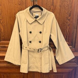 Jane Post for Saks Fifth Avenue Trench Coat XL Beige Belted Double Breasted